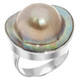 925 Silver Opulent Mabe Blister Pearl In Shell Sterling Us 8 Ring, 7/8"