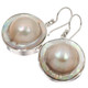 925 Silver Round Mabe In Shell Blister Pearl Sterling Earrings, 7/8"
