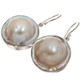 925 Silver Round Mabe In Shell Blister Pearl Sterling Earrings, 7/8"