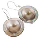 925 Silver Round Mabe In Shell Blister Pearl Sterling Earrings, 7/8"