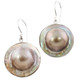 925 Silver Round Mabe In Shell Blister Pearl Sterling Earrings, 7/8"