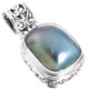 925 Silver Pacific Ocean Cultured Blue Mabe Pearl Filigree Sterling Pendant, 1"