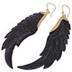 Exquisite Wing Black Bison horn Hand Carving Drop Earrings, 2 3/4"