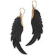 Exquisite Wing Black Bison horn Hand Carving Drop Earrings, 2 3/4"