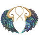Exquisite Paua Abalone Shell Wing Hand Carving Brass Filigree Earrings, 2 1/2"