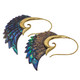 Exquisite Paua Abalone Shell Wing Hand Carving Brass Filigree Earrings, 2 1/2"