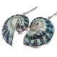 Iridescent Blue Batik Polish Nautilus Shell Sterling Silver Earrings, 1 1/4"