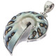 925 Silver Paisley Batik Polish Nautilus Shell In Sterling Pendant, 2"