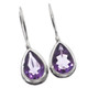 925 Silver Simple Pear Teardrop Amethyst Sterling Lock Fish-hook Earrings, 1/2"