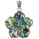 925 Silver Flower New Zealand Paua Abalone Shell Sterling Pendant, 1 1/2"