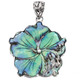 925 Silver Flower New Zealand Paua Abalone Shell Sterling Pendant, 1 5/8"