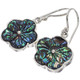 925 Silver Flower Design Paua Abalone Peridot Sterling Earrings, 5/8"