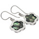 925 Silver Flower Design Paua Abalone Peridot Sterling Earrings, 5/8"