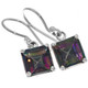 925 Silver Colorful Mystic Rainbow Genuine Topaz Sterling Earrings, 3/8"