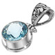 925 Silver Bold 10mm Round Sparkling Sky Blue Topaz Sterling Pendant, 3/4"