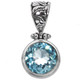 925 Silver Bold 10mm Round Sparkling Sky Blue Topaz Sterling Pendant, 3/4"