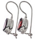 925 Silver Simple Natural Garnet Teardrop Sterling Lock Fish-hook Earrings, 1/2"