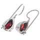925 Silver Simple Natural Garnet Teardrop Sterling Lock Fish-hook Earrings, 1/2"