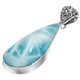 Dominican Republic Blue Larimar 925 Sterling Silver Pendant, 1 7/8