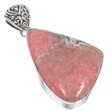 925 Silver Red Rhodochrosite Bali Handmade Sterling Pendant, 1 7/8"