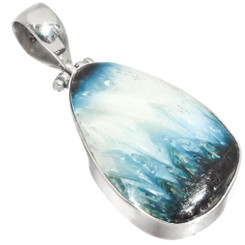 925 Silver Snow White And Blue Glacierite Sterling Pendant, 1 5/8"