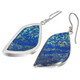 925 Silver Matched Blue Azurite Chrysocolla Sterling Drop Earrings, 7/8"