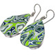 925 Silver Gorgeous Green Blue White Fordite Sterling Drop Earrings, 1 1/8"