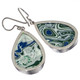 925 Silver Gorgeous Green Blue White Fordite Sterling Drop Earrings, 1 1/8"