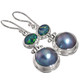 925 Silver Genuine Australian Opal Blue Ocean Mabe Pearl Sterling Earrings, 1"