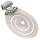 925 Silver White Hand Carving Mother Of Pearl Shell Sterling Pendant,1 5/8"