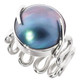 Blue Mabe Cultured Pearl Bali Handmade 925 Sterling Silver Ring