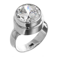 925 Silver Big 4.5ct White Quartz Sterling Sz 6 Ring