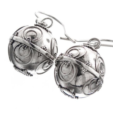 925 Silver Bali Chime Harmony Ball Sterling Earrings, 1/2"