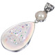 925 Silver Pear Opal Titanium Druzy Drusy White Mabe Pearl Sterling Pendant, 3"