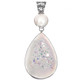 925 Silver Pear Opal Titanium Druzy Drusy White Mabe Pearl Sterling Pendant, 3"