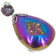 925 Silver Sparkling Mystic Topaz Titanium Druzy Drusy Sterling Pendant, 2 5/8"