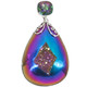 925 Silver Sparkling Mystic Topaz Titanium Druzy Drusy Sterling Pendant, 2 5/8"