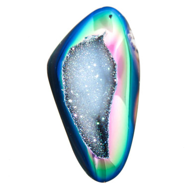Opal Titanium Agate Druzy Drusy 45x23mm Cabochon US Made, 1 3/4"
