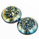 Round Top Notch Lemon Blue Titanium Agate Druzy Drusy 12x12 Cabochon, 1/2"