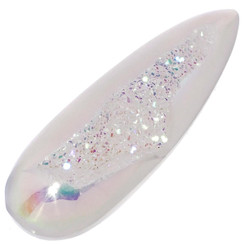 White Opal Titanium Agate Druzy Drusy 28x9mm Cabochon US Made, 1 1/8"