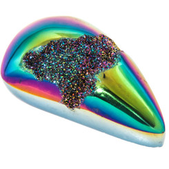 Freeform Rainbow Titanium Agate Druzy Drusy 35x20mm Cabochon US Made, 1 3/8"