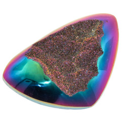 Freeform Rainbow Titanium Agate Druzy Drusy 40x23mm Cabochon US Made, 1 5/8"