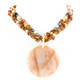 Red Aventurine Pendant Gemstone & Pearl Silver Necklace, 1 3/4"