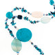 925 Silver Turquoise Lapiz Gemstone Long Necklace, 35"