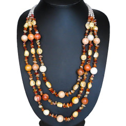 925 Silver Sale Yellow Aventurine Crystal Carnelian Sterling Art Necklace, ! 28"