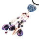 925 Silver Opulent Sodalite Red Garnet & Pearls Sterling Black Rope Necklace