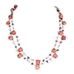 925 Silver Playful Crushed Crystal Gem Spring Lock Necklace