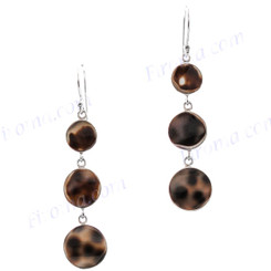 1 15/16" 925 Silver Tiger Cowry Shell French Drop Earrings