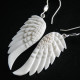 925 Silver Handcrafted Eagle Angel Wings Bison Bone Sterling Earrings, 1 3/4"
