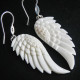 925 Silver Handcrafted Eagle Angel Wings Bison Bone Sterling Earrings, 1 3/4"